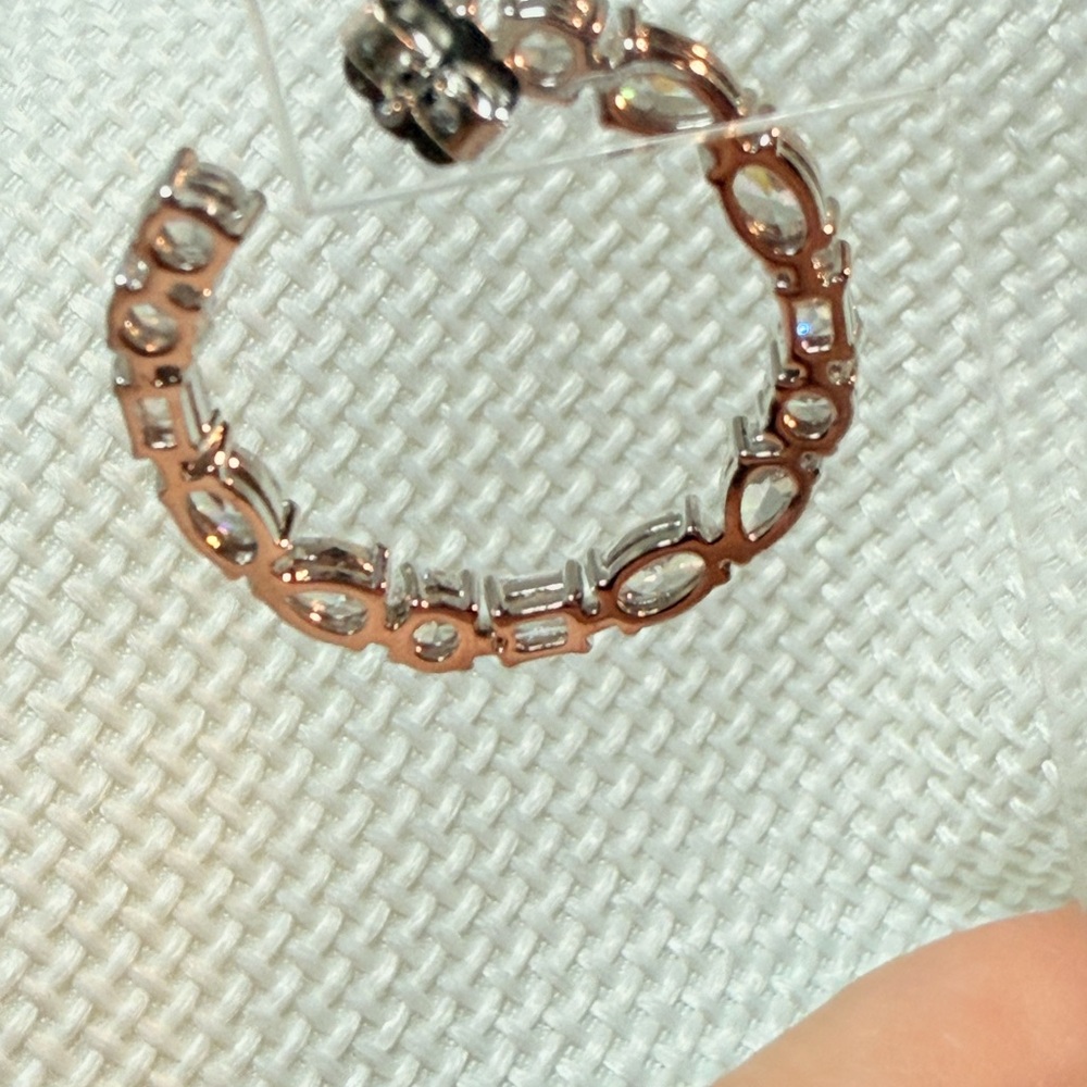 Eliot Danori Sparkling Silver Crystal Hoops - Picture 6 of 8